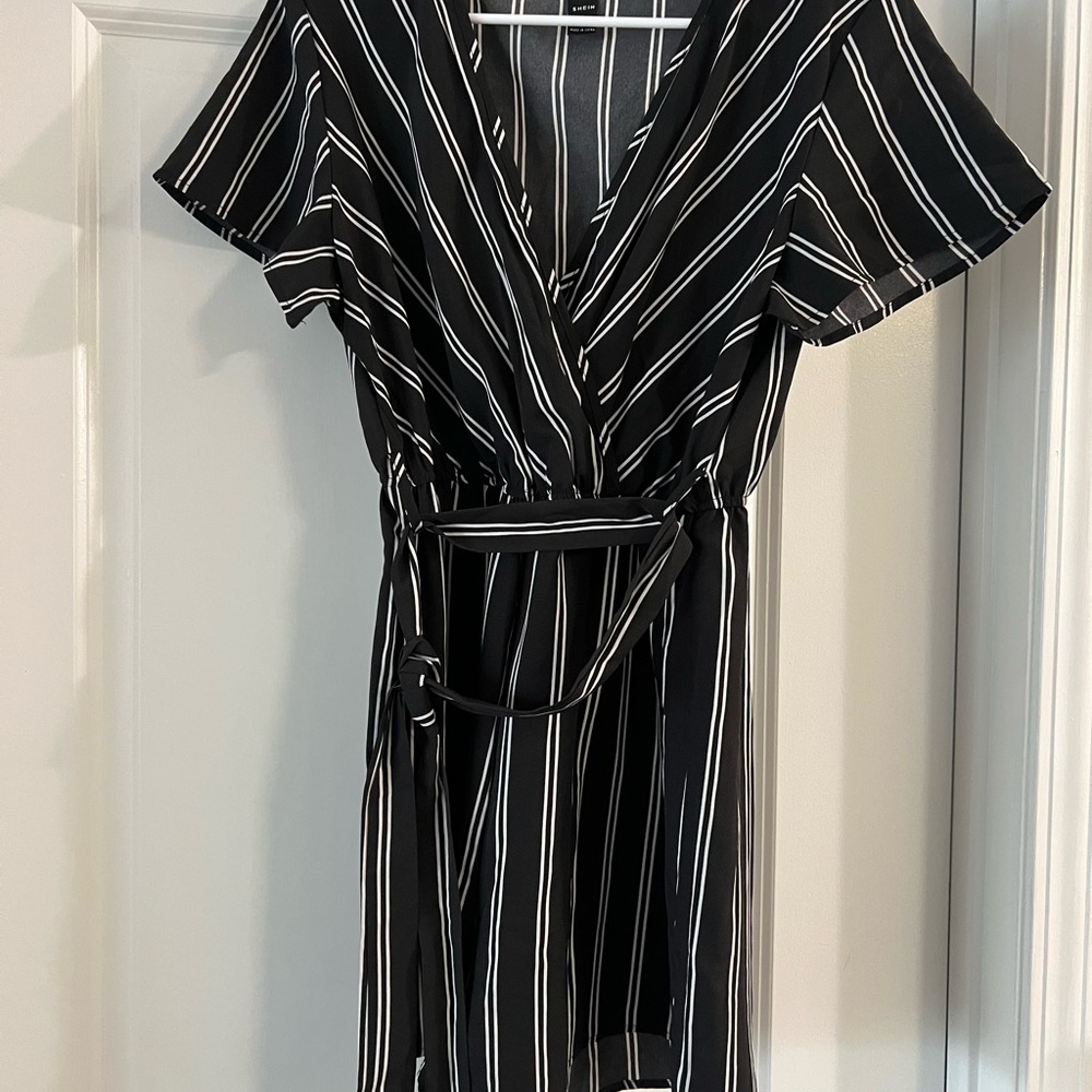 Black and White Striped Romper